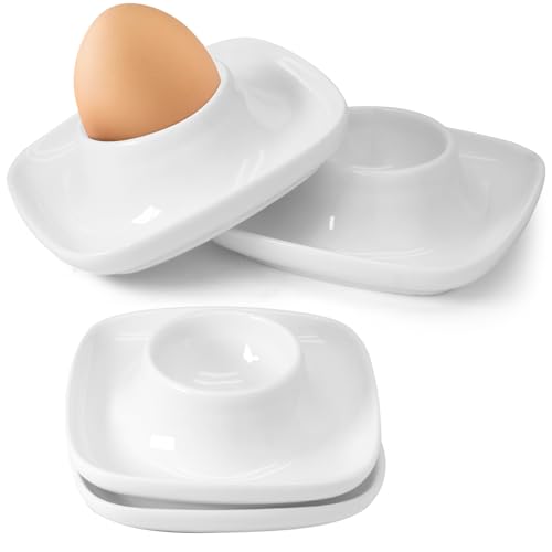 4 Pack Square Ceramic Egg Cups - Elegant Holders for Breakfast