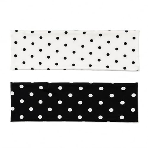 2 Pack Wide Black White Polka Dot Headband for Women