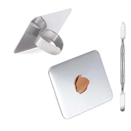 KissDate Stainless Steel Makeup Mixing Palette & Spatula Set