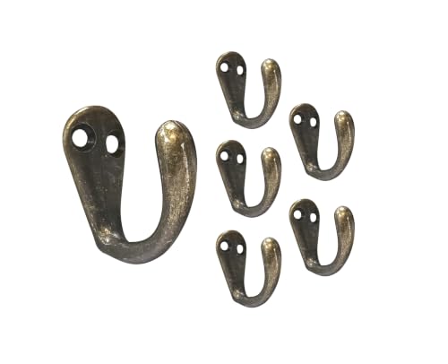 Antique Brass Single Prong Hook Hangers (6-Pack) - Durable & Sturdy