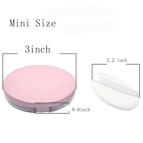 Sohynca Pink Empty Powder Compact with Mirror, Puff & Sifter, 5g Portable Cosmetic Case