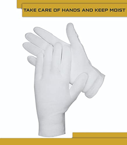 DOVORTEX 24 Pcs White Cotton Gloves - Soft, Washable, Perfect for Dry Hands & Inspections
