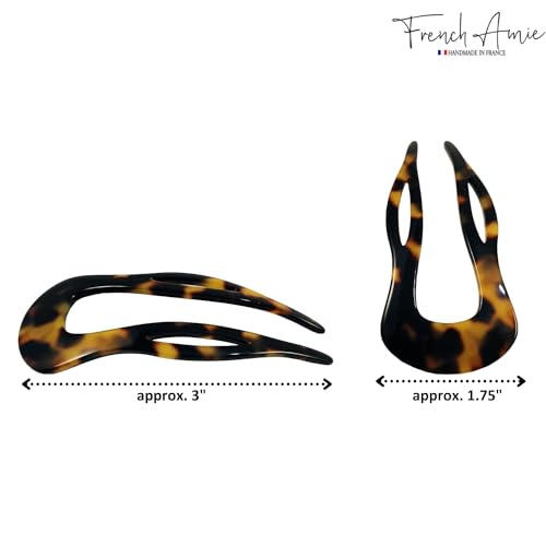 French Amie Tokyo 3-Inch Medium U Hair Pin for Women Girls — Tortoise Shell