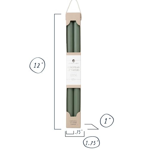 Eucalyptus Taper Candles - 12" 2-Pack, Smokeless & Dripless