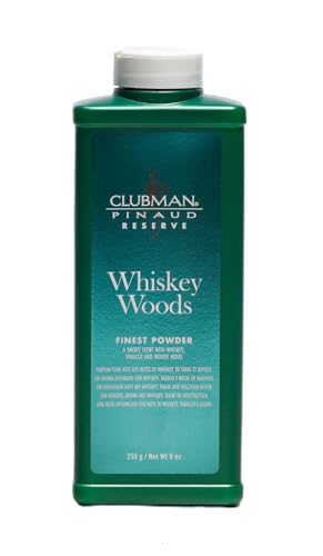 Clubman Reserve Whiskey Woods Body Powder for Men - 9oz, Moisturizing & Fresh Scent