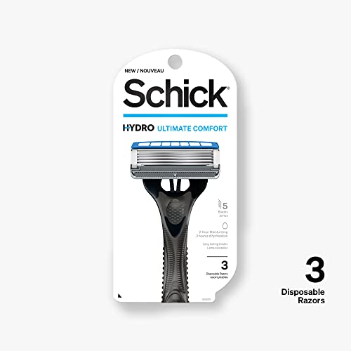 Schick Hydro Sensitive 5-Blade Disposable Razor Set of 3 for Men