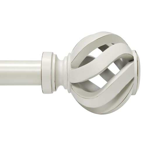 Ycolnaefllr Heavy-Duty Adjustable Curtain Rod 28-48" - White Twisted Cage Design