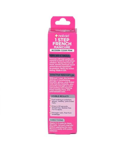 Nail-Aid 1-Step French Manicure Nail Polish - All-in-One Base & Top Coat, Sheer Pink, Fast Dry, Strengthening, Cruelty-Free, Made in USA