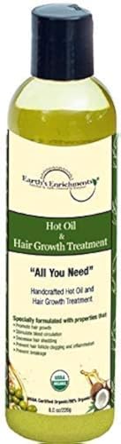 Organic Hot Oil Treatment for Dry, Damaged Hair - 8oz Hair Growth Serum