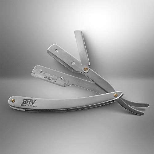 BRV MEN Professional Straight Edge Barber Shavette with 100 Razor Blades