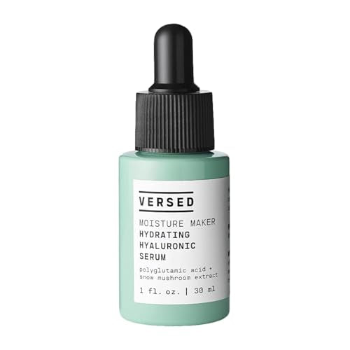 Versed Hyaluronic Acid Face Serum for Dry Skin - 1oz Hydrating Serum with Polyglutamic Acid & Snow Mushroom Extract