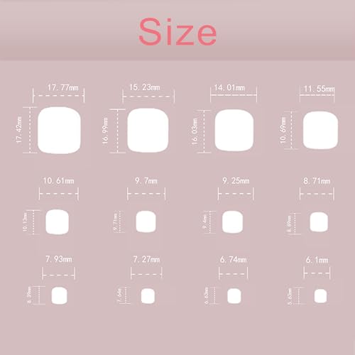 Tyuimhx Black Flowers Square Toenails - 24pc Reusable Glitter Nail Set (Variation: Black Flowers)