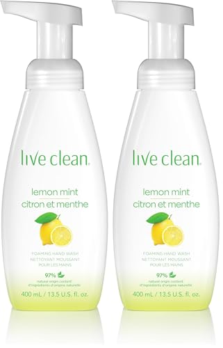 Live Clean Lemon Mint Foaming Hand Soap - 13.5 Fl Oz Pack of 2, Organic & Hypoallergenic