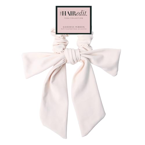 White Goddess Ribbon Bow Scrunchie - Ultra-Soft Hair Accessory