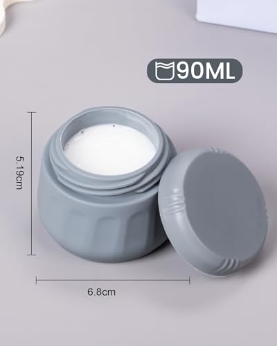 Mrsdry 3oz Travel Containers Set – TSA Approved Refillable Silicone Jars for Toiletries, Leak-Proof, 4 Pack, Black Gray