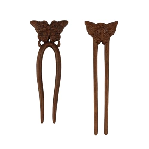 CUBACO Vivid Butterfly Wooden Hair Sticks for Elegant Updos - Handmade French Twist Hair Pins for Long Thick Hair Women