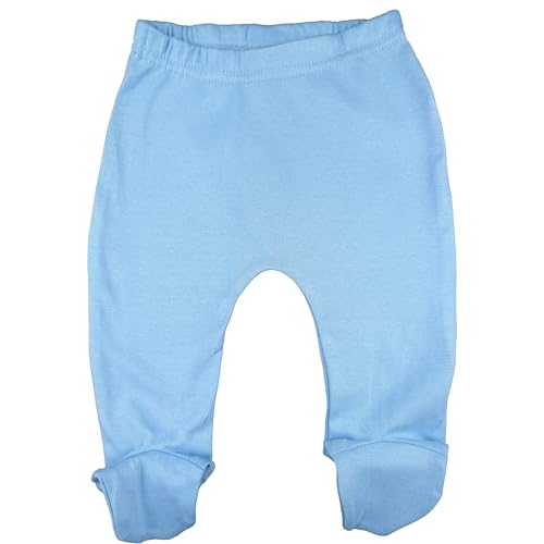 123 Bear 100% Cotton Baby Pants Leggings Footies 4-Pack Newborn Blue-Navy