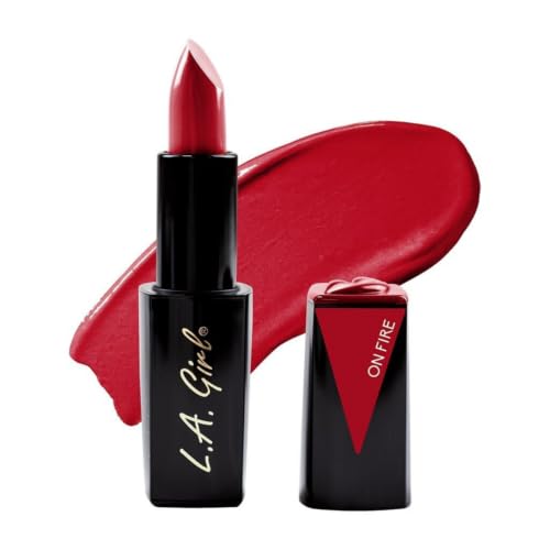 L.A. Girl Lip Attraction Lipstick On Fire 0.11oz - Full Coverage, Hydrating Lip Color