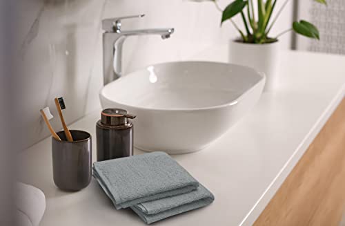 Softolle Silver Grey Cotton Washcloths 24 Pack - Soft, Absorbent Face & Body Towels