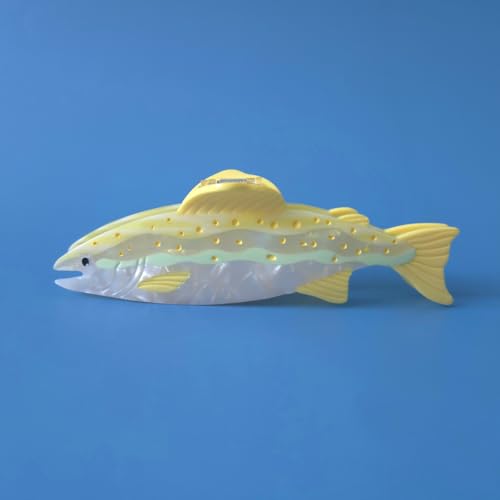Yellow Salmon Fish Hair Clip - Cute Acetate Claw Clip for Women