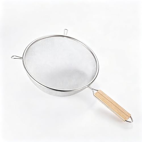 6-Inch Stainless Steel Fine Mesh Strainer with Wooden Handle