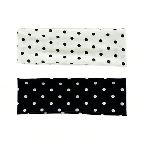 2-Pack Vintage Polka Dot Headbands for Women - Black & White