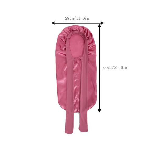 Akiweili Long Satin Bonnet for Sleeping - Soft Hair Cap (Pink)