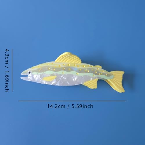 Yellow Salmon Fish Hair Clip - Cute Acetate Claw Clip for Women