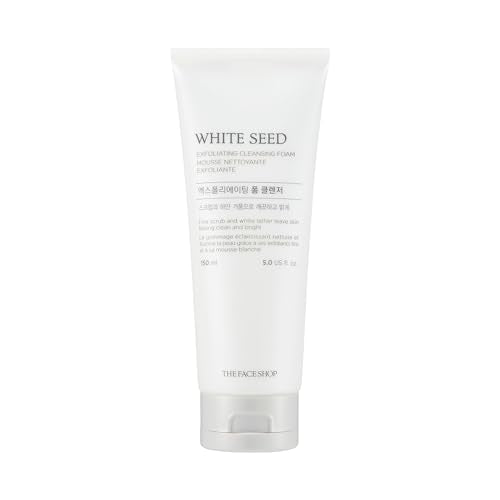 The Face Shop White Seed Exfoliating Cleansing Foam - Brightening Face Wash, 5.07 Fl Oz
