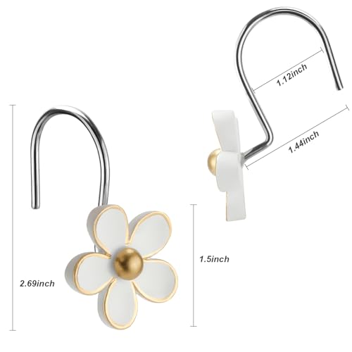 Rose Red Flower Shower Curtain Hooks Set of 12 - Rustproof Resin
