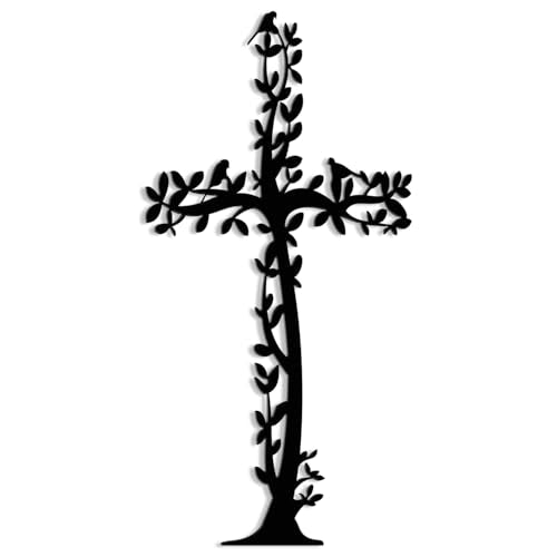 XORT Metal Wall Art Sign - Christian Tree Birds Cross Decor