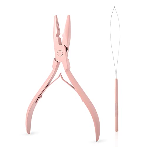 Gomake Pink Hair Extensions Tool Kit: Pliers, Hooks & Beads