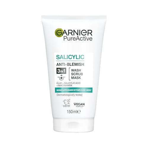 Garnier Skin Naturals Pure 3-in-1 Face Wash, Scrub, and Mask - 150ml