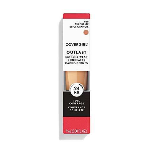 COVERGIRL Outlast Extreme Wear Concealer Buff Beige 825 (Pack of 2) - Waterproof, Full Coverage, 24-Hour Wear