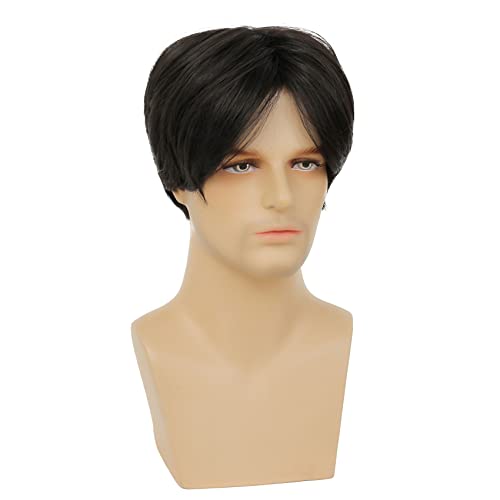 Short Black Wig for Men - Natural Look, Heat Resistant, Adjustable Cap