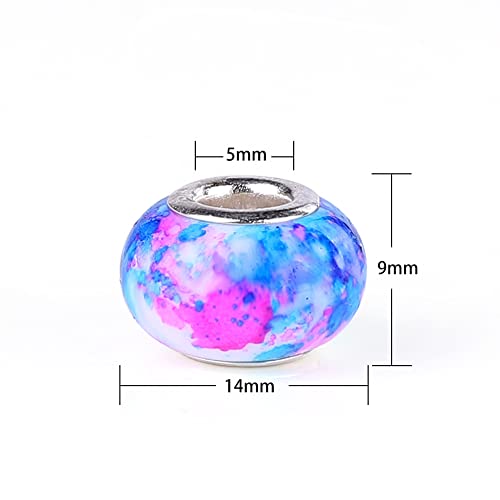 100 Mixed Color 14mm European Large Hole Spacer Beads for Jewelry Making