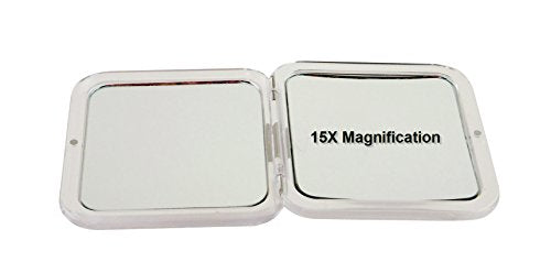 Skön Missy 15X/1X Compact Glass Mirror in Black – 180° opening, magnetic closure