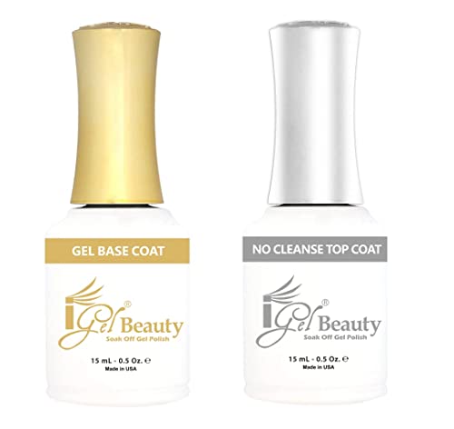 iGel No Wipe Base Coat & Top Coat for Gel Nails - 0.5 oz Clear