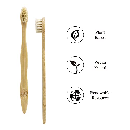 N-amboo Biodegradable Bamboo Toothbrush Set - Eco-Friendly Natural Boar Bristles, 8 Pack