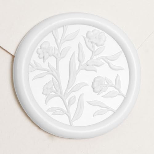 UNIQOOO 3D Flower Wax Seal Stickers - 50 Self-Adhesive White Seals
