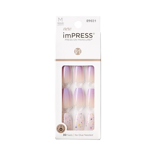 imPRESS Kiss No Glue Press-On Nails - Purple Coffin Design
