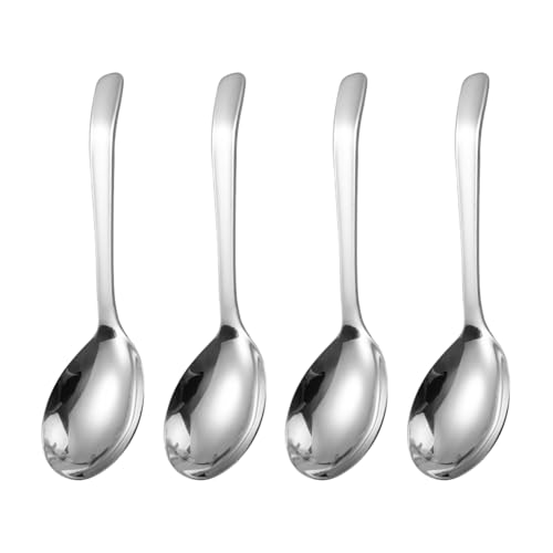 GSHLLO Stainless Steel Deep Bowl Soup Spoons - Set of 4, 17.5cm