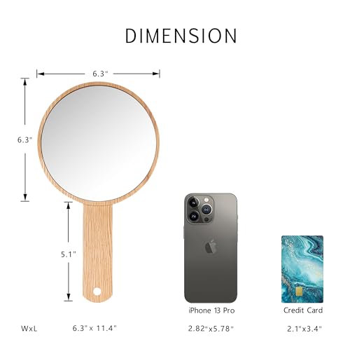 TOF&HAMY Handheld Mirror with Wooden Frame - Makeup Mirror B
