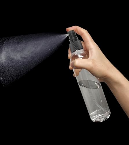 8 oz Clear PET Spray Bottle with Black Mist Sprayer – Refillable Cosmetic/Essential Oil Bottle, Pack of 2, Made in USA