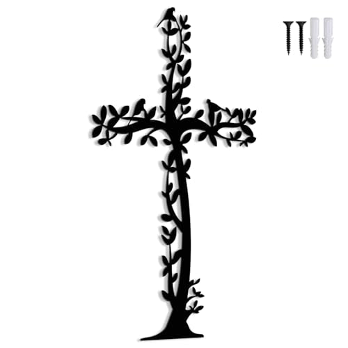 XORT Metal Wall Art Sign - Christian Tree Birds Cross Decor