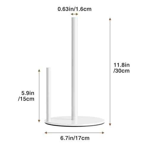 Stainless Steel Paper Towel Holder with Weighted Base - White