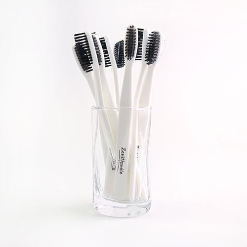 Zenithsmile Manual Toothbrushes - 10 Pack, Super Hard Bristles (White)