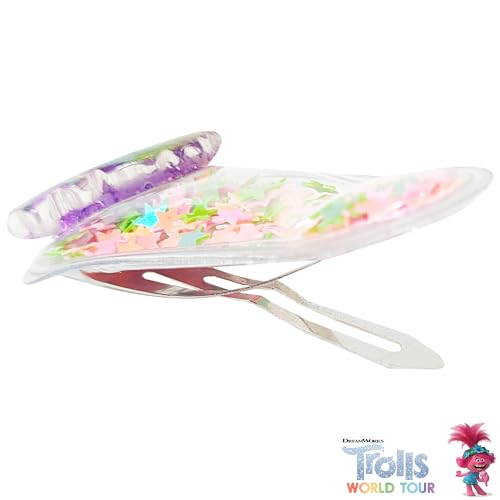 Luv Her Magical Confetti Hair Clips for Kids - 6pc Multicolor Trolls Charms & Hair Accessories