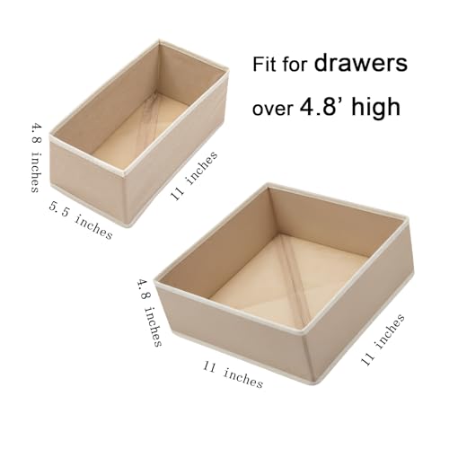 Bructhun Fabric Drawer Organizer Set of 4 - Foldable Storage Bins