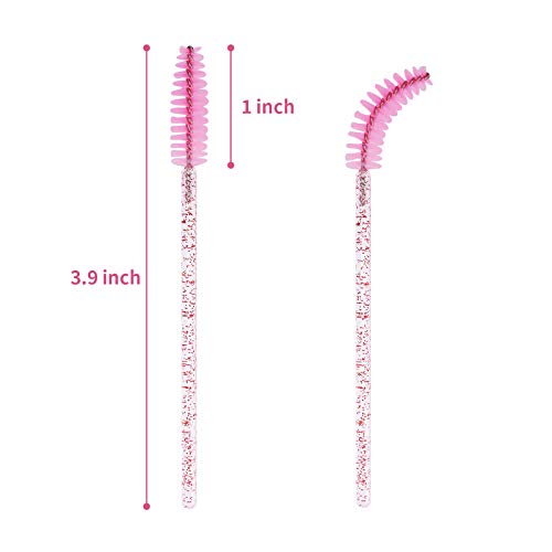 100PCS Light Pink Disposable Eyelash Spoolies with Container